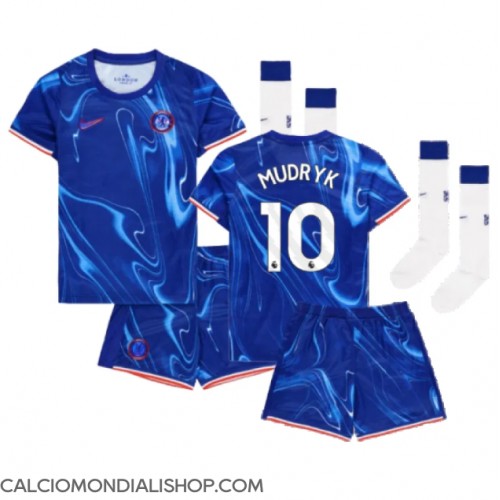 Maglie da calcio Chelsea Mykhailo Mudryk #10 Prima Maglia Bambino 2024-25 Manica Corta (+ Pantaloni corti)